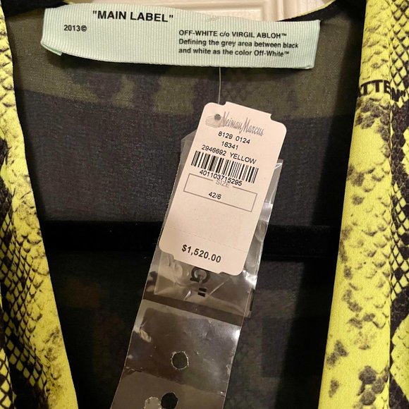 NWT Off-White  Deep V Python Mini Dress - Picture 4 of 6